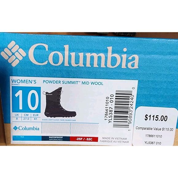 Columbia Women's Powder Summit Mid Wool Winter Boots Wool Lining Size 10 - Picture 2 of 11